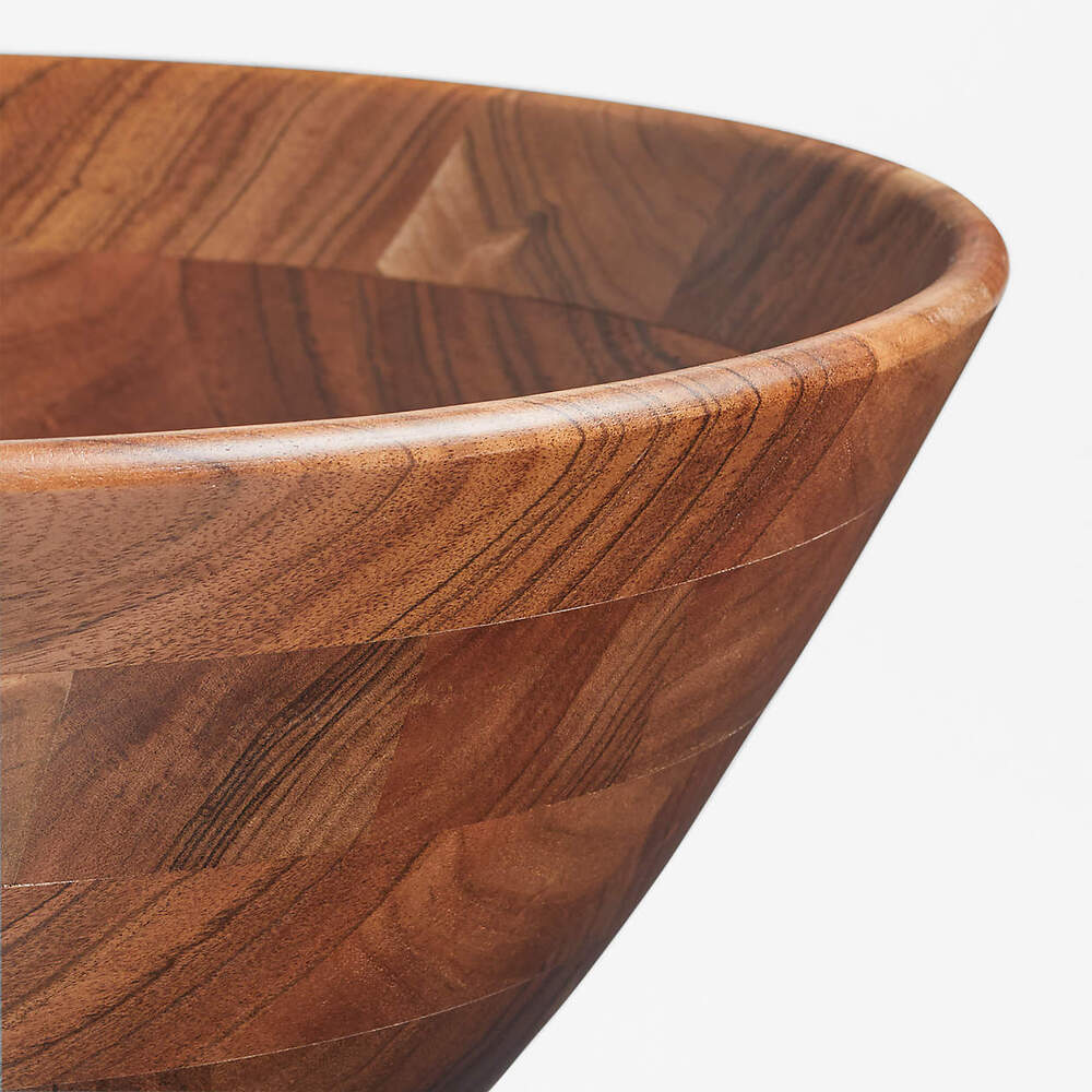 Crate&Barrel Acacia Wood Salad Bowl – Large Hand-Finished – Discontinued NWT - Picture 2 of 4